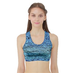 Blue Waves Flow Series 2 Sports Bra With Border by DimitriosArt