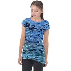 Blue Waves Flow Series 2 Cap Sleeve High Low Top by DimitriosArt