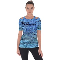 Blue Waves Flow Series 2 Shoulder Cut Out Short Sleeve Top by DimitriosArt