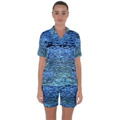 Blue Waves Flow Series 2 Satin Short Sleeve Pajamas Set by DimitriosArt