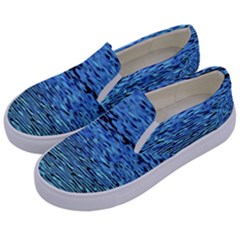 Blue Waves Flow Series 2 Kids  Canvas Slip Ons by DimitriosArt