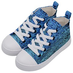 Blue Waves Flow Series 2 Kids  Mid-top Canvas Sneakers by DimitriosArt