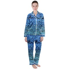 Blue Waves Flow Series 2 Satin Long Sleeve Pajamas Set by DimitriosArt