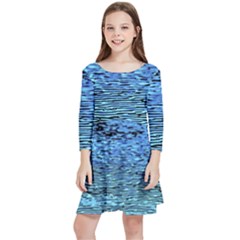 Blue Waves Flow Series 2 Kids  Quarter Sleeve Skater Dress by DimitriosArt