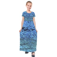 Blue Waves Flow Series 2 Kids  Short Sleeve Maxi Dress by DimitriosArt