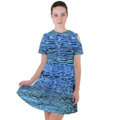 Blue Waves Flow Series 2 Short Sleeve Shoulder Cut Out Dress  by DimitriosArt