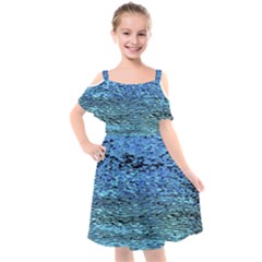 Blue Waves Flow Series 2 Kids  Cut Out Shoulders Chiffon Dress by DimitriosArt