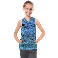 Blue Waves Flow Series 2 Kids  Sleeveless Hoodie by DimitriosArt