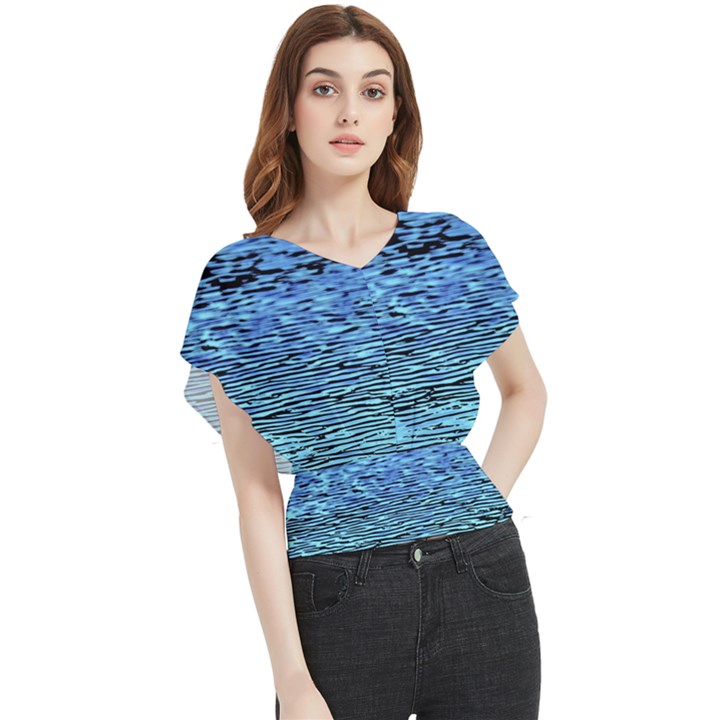 Blue Waves Flow Series 2 Butterfly Chiffon Blouse