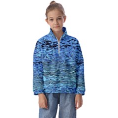 Blue Waves Flow Series 2 Kids  Half Zip Hoodie by DimitriosArt