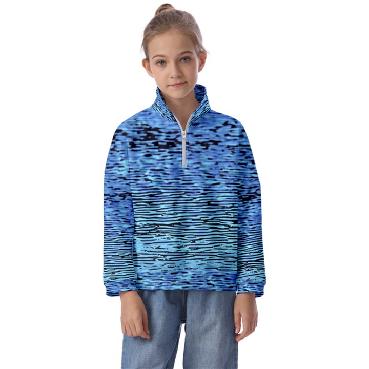 Blue Waves Flow Series 2 Kids  Half Zip Hoodie