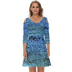 Blue Waves Flow Series 2 Shoulder Cut Out Zip Up Dress by DimitriosArt