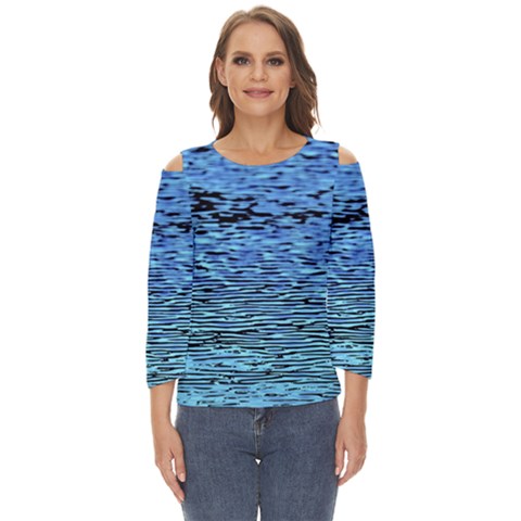 Blue Waves Flow Series 2 Cut Out Wide Sleeve Top by DimitriosArt