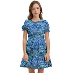 Blue Waves Flow Series 2 Kids  Puff Sleeved Dress