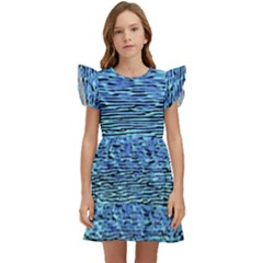 Blue Waves Flow Series 2 Kids  Winged Sleeve Dress