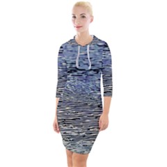 Silver Waves Flow Series 1 Quarter Sleeve Hood Bodycon Dress by DimitriosArt