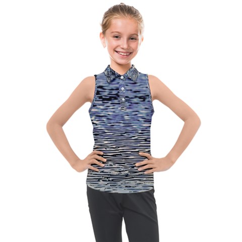 Silver Waves Flow Series 1 Kids  Sleeveless Polo Tee by DimitriosArt