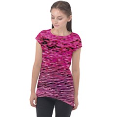 Pink  Waves Flow Series 1 Cap Sleeve High Low Top by DimitriosArt