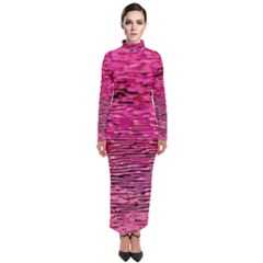 Pink  Waves Flow Series 1 Turtleneck Maxi Dress by DimitriosArt