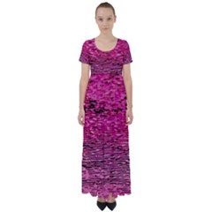 Pink  Waves Flow Series 1 High Waist Short Sleeve Maxi Dress by DimitriosArt