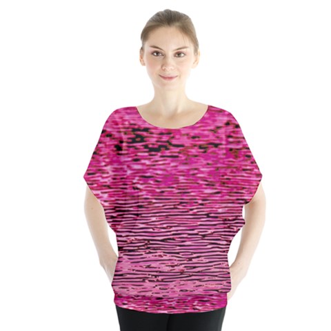 Pink  Waves Flow Series 1 Batwing Chiffon Blouse by DimitriosArt