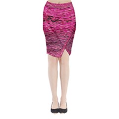 Pink  Waves Flow Series 1 Midi Wrap Pencil Skirt by DimitriosArt