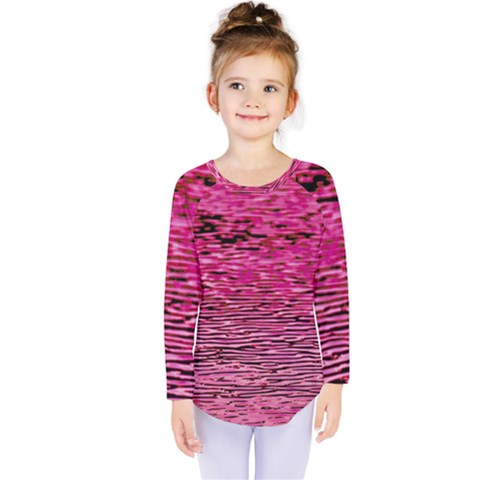 Pink  Waves Flow Series 1 Kids  Long Sleeve Tee by DimitriosArt