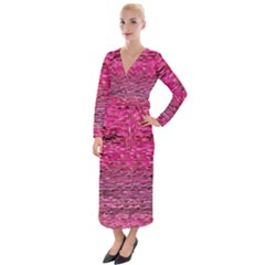 Pink  Waves Flow Series 1 Velvet Maxi Wrap Dress by DimitriosArt