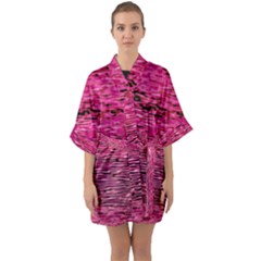 Pink  Waves Flow Series 1 Half Sleeve Satin Kimono  by DimitriosArt