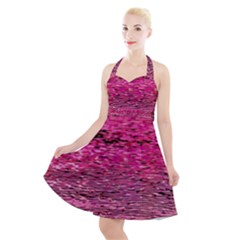 Pink  Waves Flow Series 1 Halter Party Swing Dress  by DimitriosArt