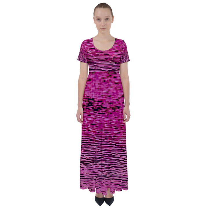 Pink  Waves Flow Series 1 High Waist Short Sleeve Maxi Dress