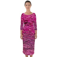 Pink  Waves Flow Series 1 Quarter Sleeve Midi Bodycon Dress by DimitriosArt