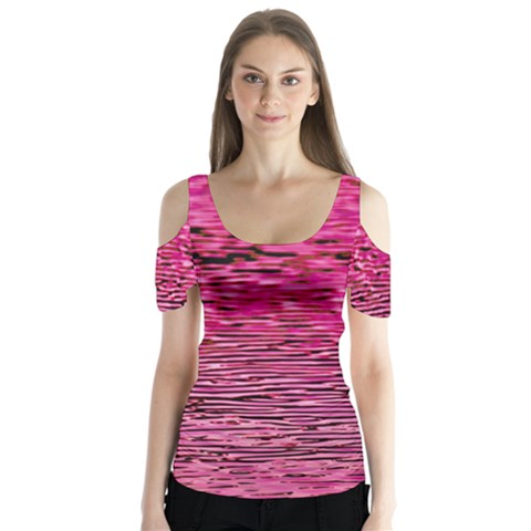 Pink  Waves Flow Series 1 Butterfly Sleeve Cutout Tee  by DimitriosArt