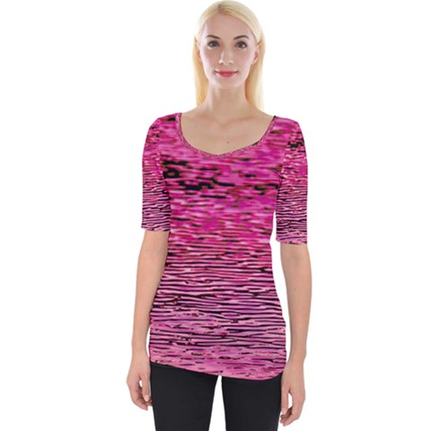 Pink  Waves Flow Series 1 Wide Neckline Tee by DimitriosArt