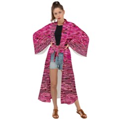 Pink  Waves Flow Series 1 Maxi Kimono by DimitriosArt