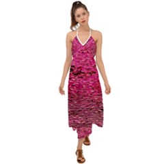 Pink  Waves Flow Series 1 Halter Tie Back Dress  by DimitriosArt