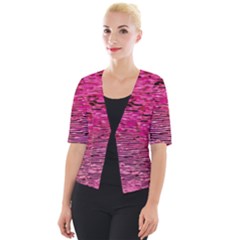 Pink  Waves Flow Series 1 Cropped Button Cardigan by DimitriosArt