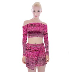 Pink  Waves Flow Series 1 Off Shoulder Top With Mini Skirt Set by DimitriosArt