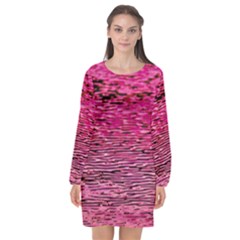 Pink  Waves Flow Series 1 Long Sleeve Chiffon Shift Dress  by DimitriosArt