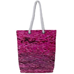 Pink  Waves Flow Series 1 Full Print Rope Handle Tote (small) by DimitriosArt