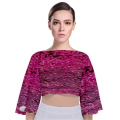 Pink  Waves Flow Series 1 Tie Back Butterfly Sleeve Chiffon Top by DimitriosArt