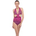 Pink  Waves Flow Series 1 Halter Front Plunge Swimsuit View1