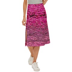 Pink  Waves Flow Series 1 Midi Panel Skirt by DimitriosArt