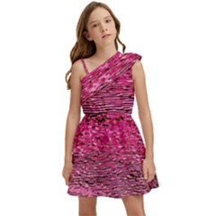 Pink  Waves Flow Series 1 Kids  One Shoulder Party Dress