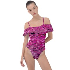 Pink  Waves Flow Series 1 Frill Detail One Piece Swimsuit by DimitriosArt