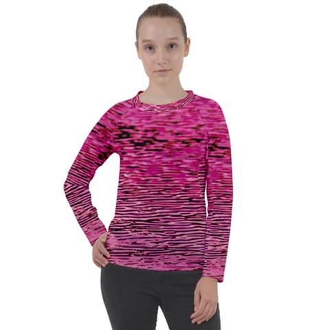 Pink  Waves Flow Series 1 Women s Long Sleeve Raglan Tee by DimitriosArt