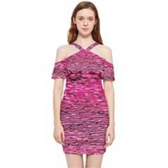 Pink  Waves Flow Series 1 Shoulder Frill Bodycon Summer Dress by DimitriosArt