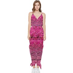 Pink  Waves Flow Series 1 Sleeveless Tie Ankle Chiffon Jumpsuit by DimitriosArt