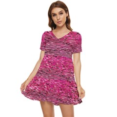 Pink  Waves Flow Series 1 Tiered Short Sleeve Babydoll Dress