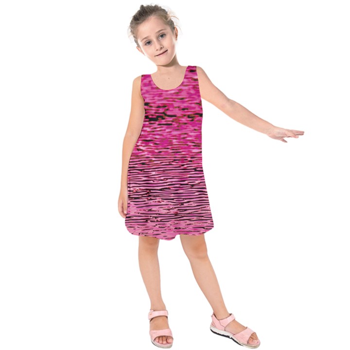 Pink  Waves Flow Series 1 Kids  Sleeveless Dress